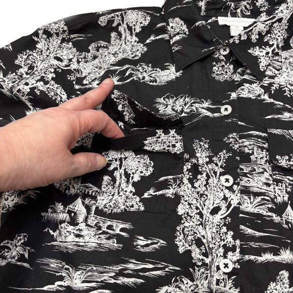 Charter Club Black White Toile Print Button Down Shirt Size M - Picture 4 of 8